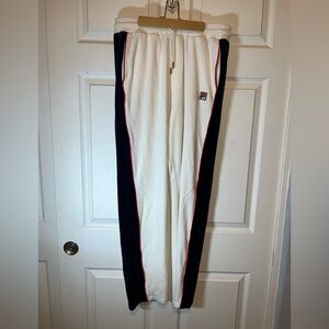 Fila Cream and Black Track Pants with Red Trim